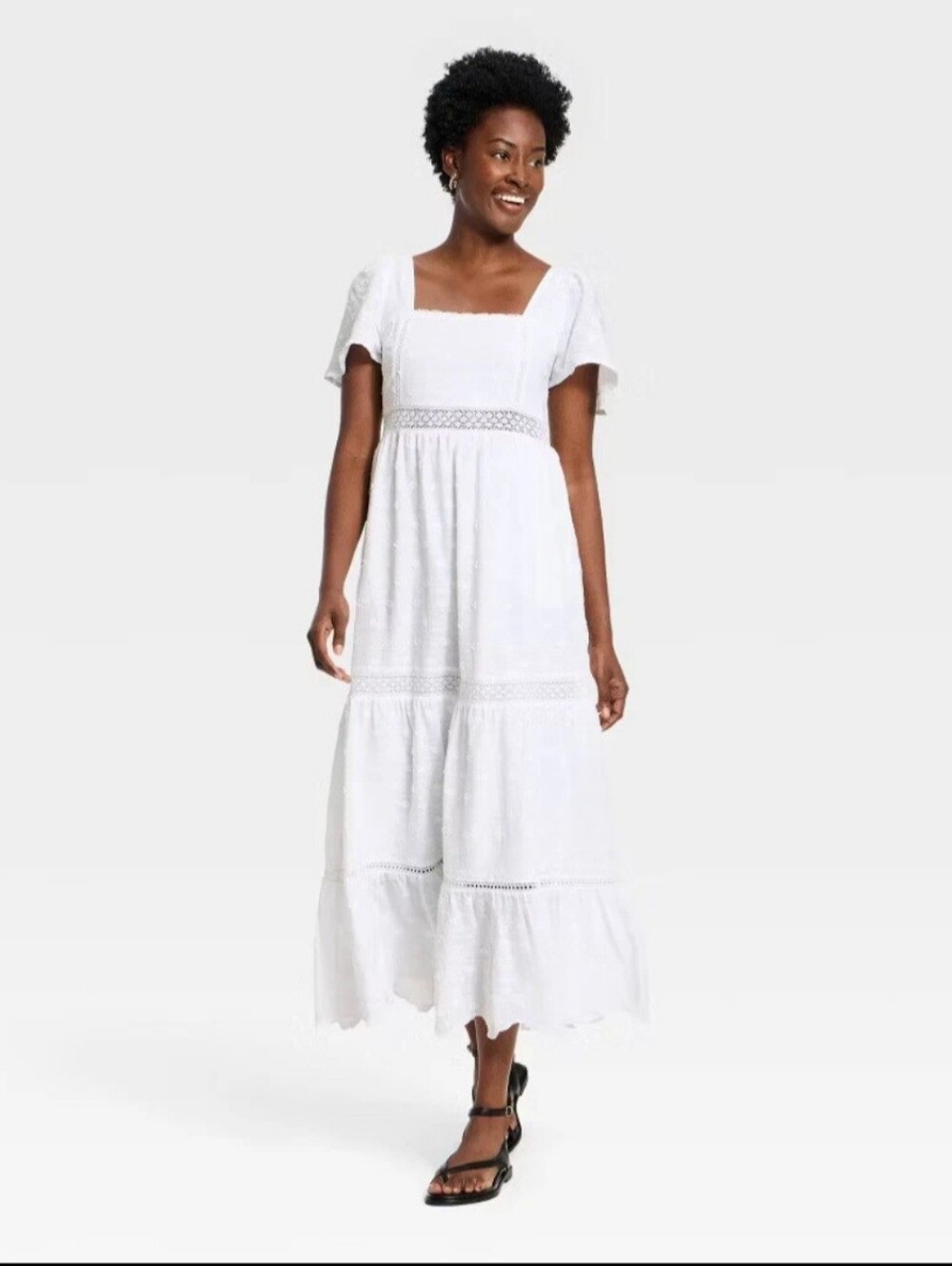 Universal Thread Women's Ruffle Short Sleeve Maxi Sundress Dress